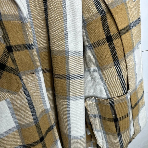 Workshop Plaid Oversized Shacket Jacket Brown Tan - Size XL - Picture 3 of 7